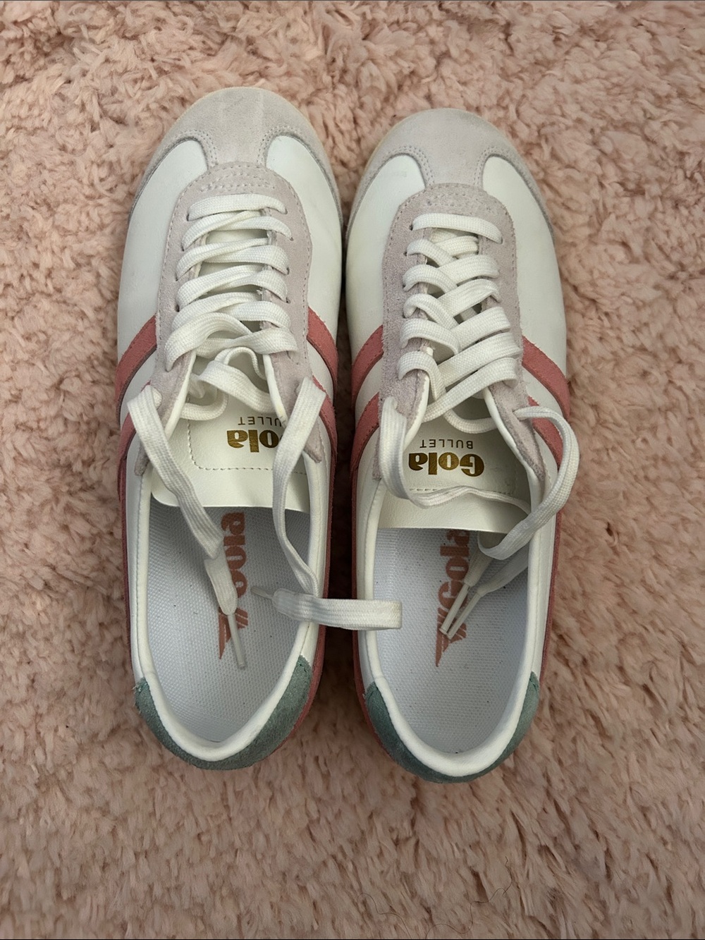 Gola Women's White Sneakers with Pink Stripes
